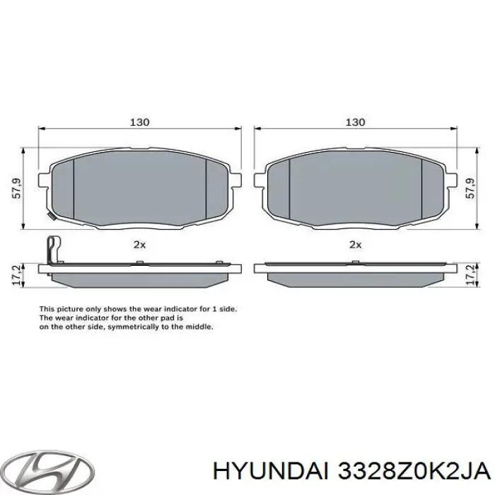 3328Z0K2JA Hyundai/Kia pastillas de freno delanteras