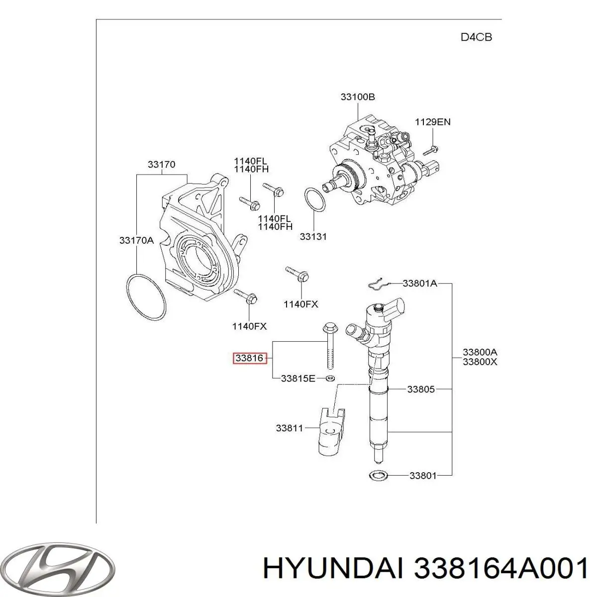 Comprar 338164A001 Hyundai/Kia Tornillo de fijación del inyector