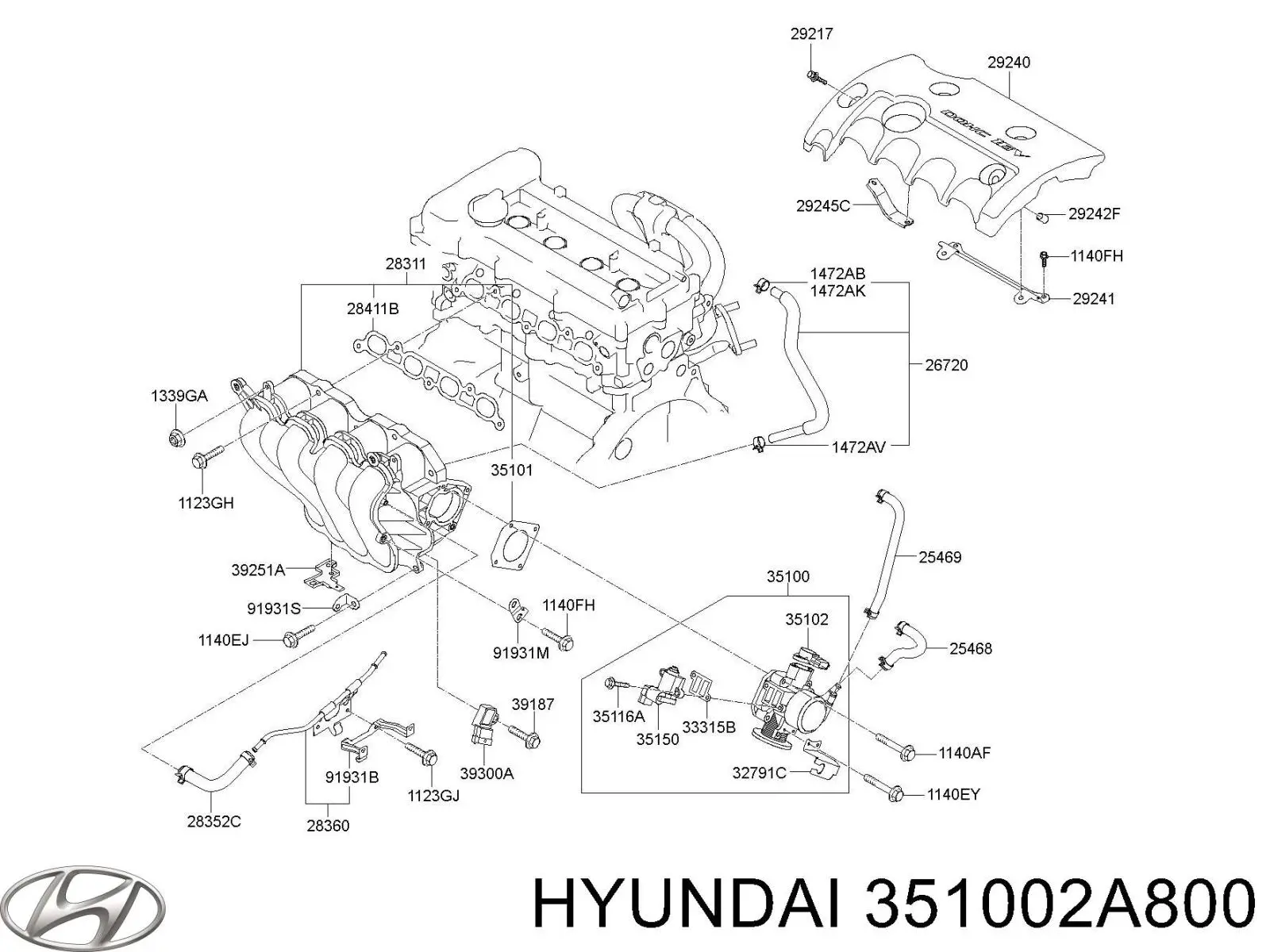 Comprar 351002A800 Hyundai/Kia Cuerpo de mariposa