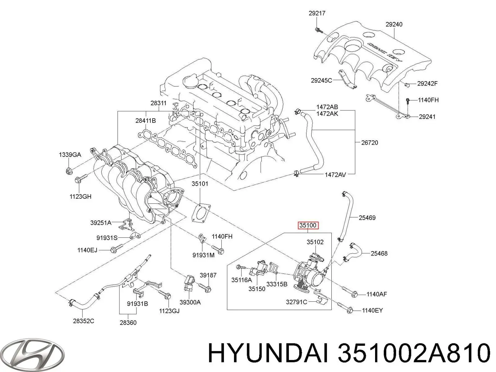 Comprar 351002A810 Hyundai/Kia Cuerpo de mariposa