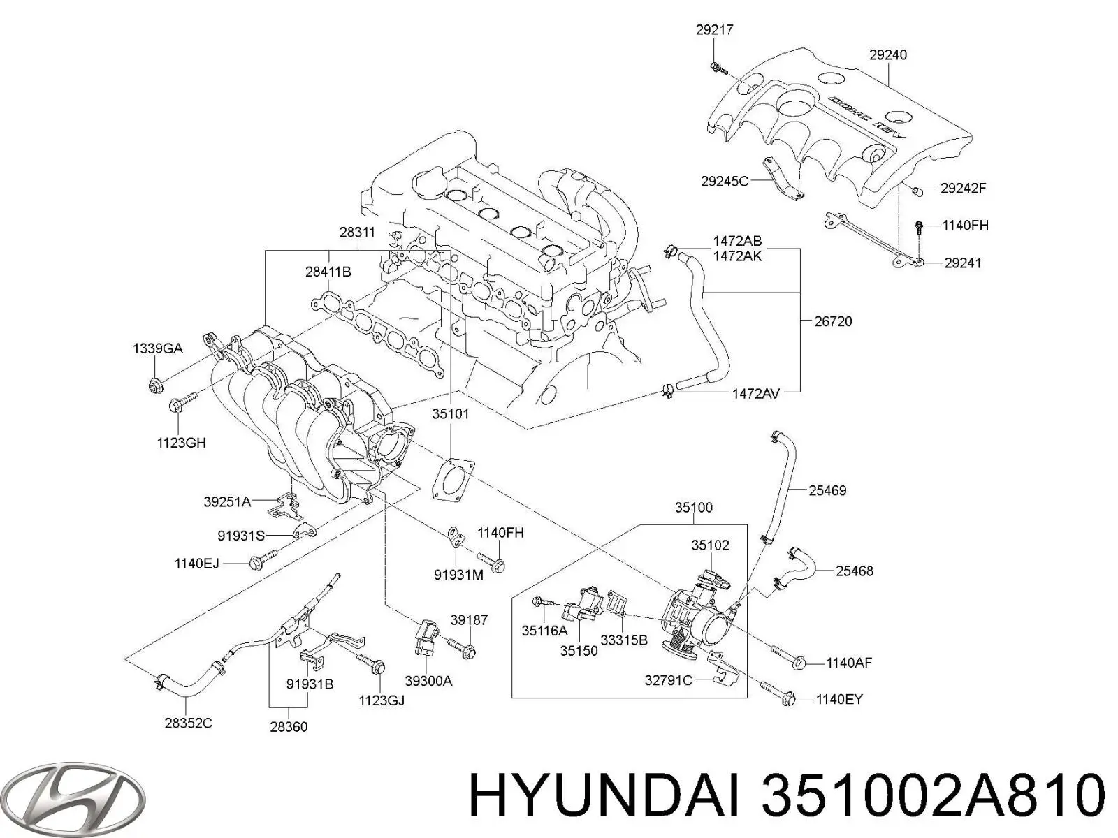 Cuerpo de aceleración completo Hyundai/Kia 351002A810 precio, desde 69,70 EUR