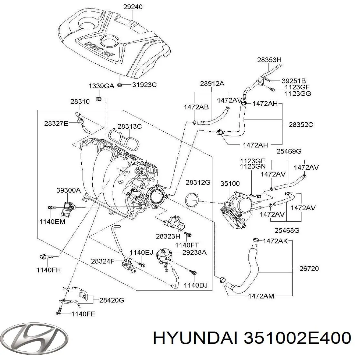 351002E400 Hyundai/Kia cuerpo de mariposa