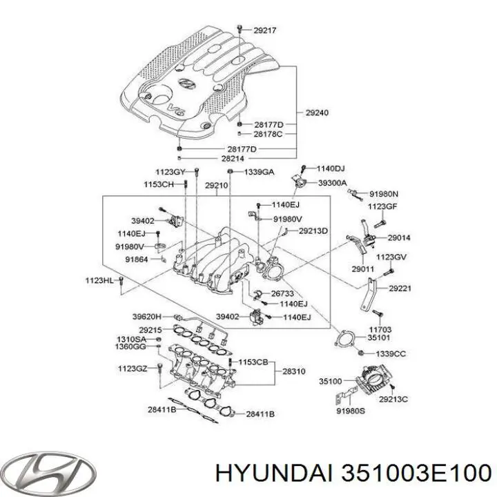 Cuerpo de aceleración completo Hyundai/Kia 351003E100 precio, desde 327,52 EUR