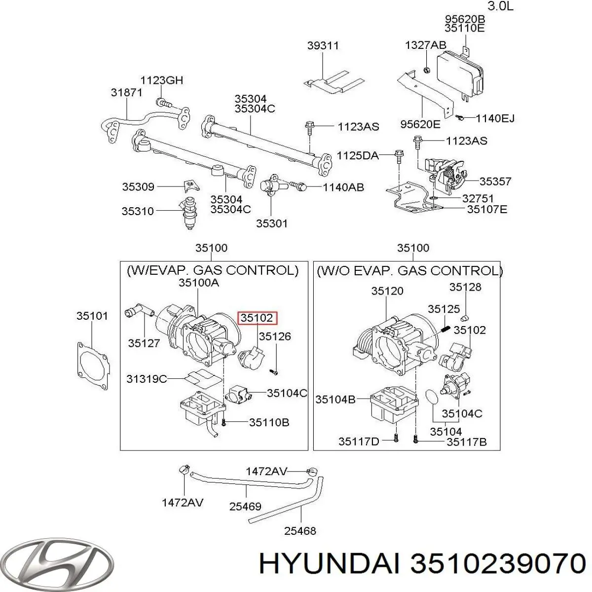 351023B000 Hyundai/Kia sensor, posición mariposa