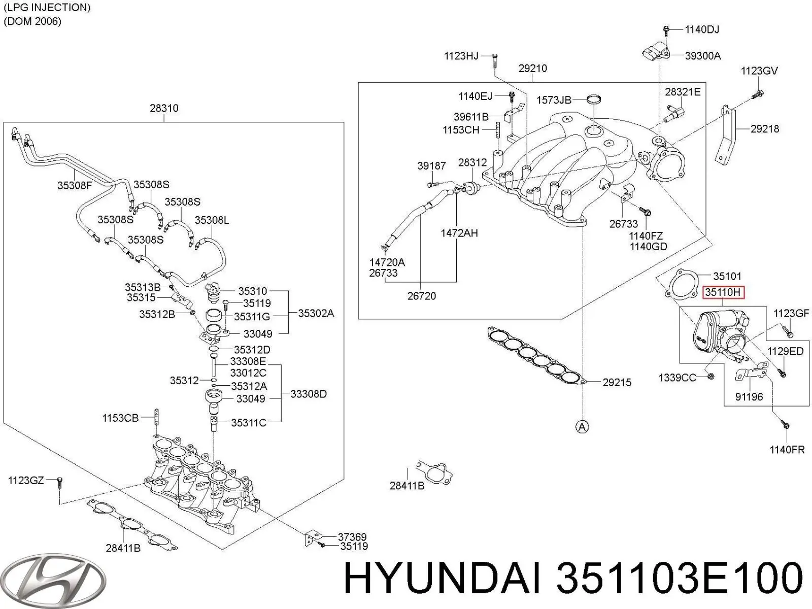 Cuerpo de aceleración completo Hyundai/Kia 351103E100 precio, desde 401,06 EUR