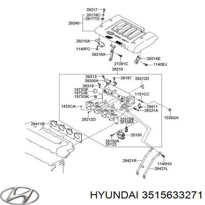 Junta De Valvula De Raleti (Regulador) para Hyundai Sonata (EU4)