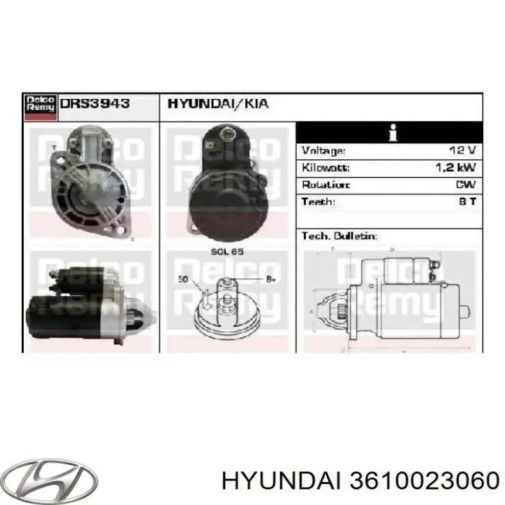 Comprar 3610023060 Hyundai/Kia Motores de arranque