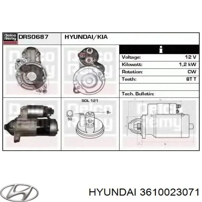 3610023071 Hyundai/Kia motor de arranque