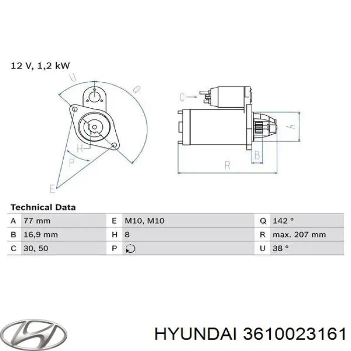 Burro de arranque  Hyundai/Kia 3610023161 precio, desde 52,27 EUR