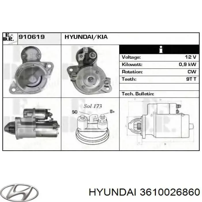 Comprar 3610026860 Hyundai/Kia Motores de arranque