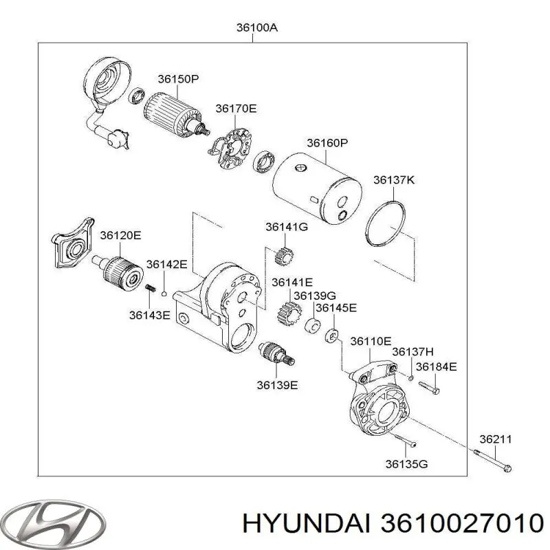 Motor de arranque 3610027010 Hyundai/Kia