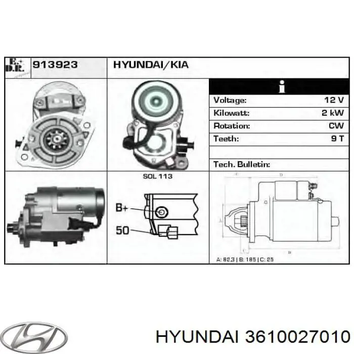 Arrancador Hyundai/Kia 3610027010