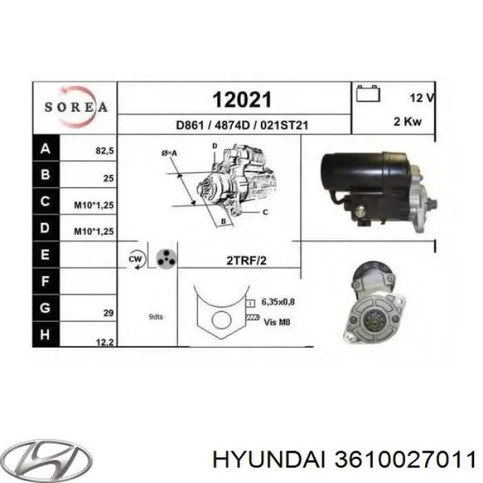 Motor de arranque Hyundai Tucson 1 JM