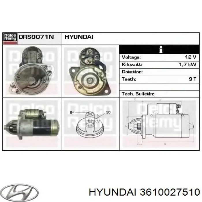Motor de arranque TM000A31201 Hyundai/Kia