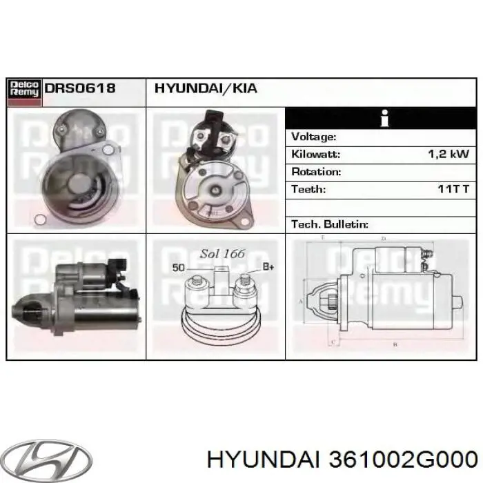 Arrancador Hyundai/Kia 361002G000