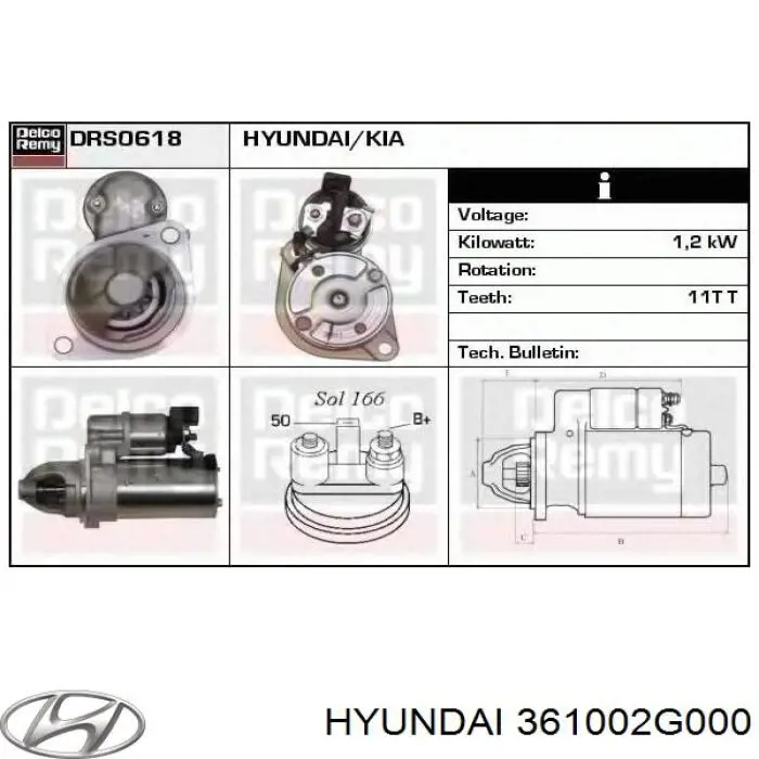 361002G000 Hyundai/Kia motor de arranque