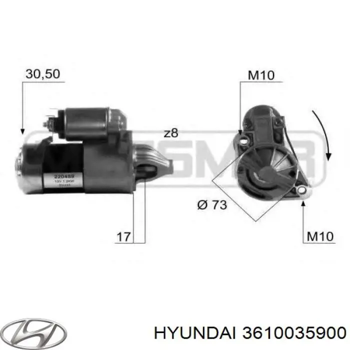 Motor de arranque 3610035900 Hyundai/Kia