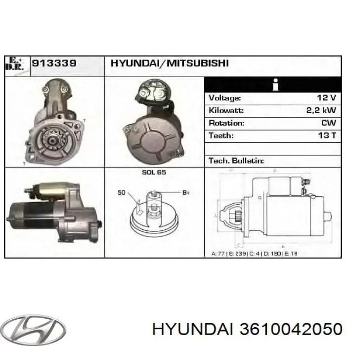 Comprar 3610042050 Hyundai/Kia Motores de arranque