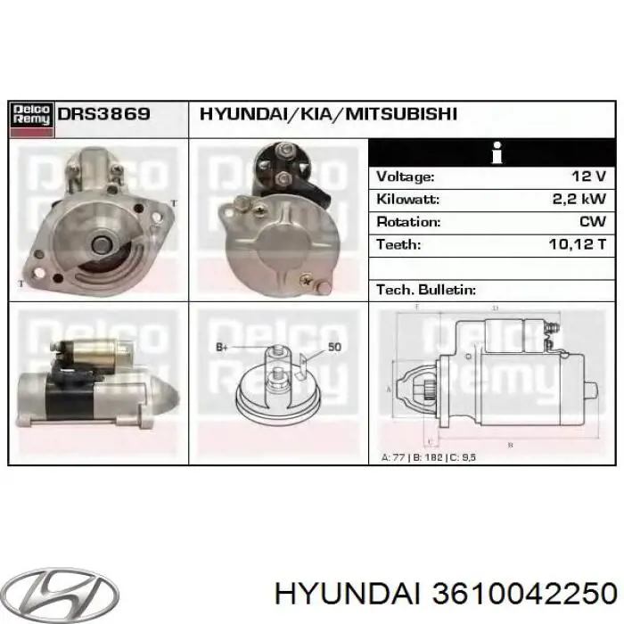 Comprar 3610042250 Hyundai/Kia Motores de arranque