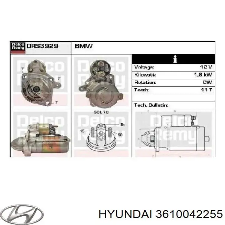 Comprar 3610042255 Hyundai/Kia Motores de arranque