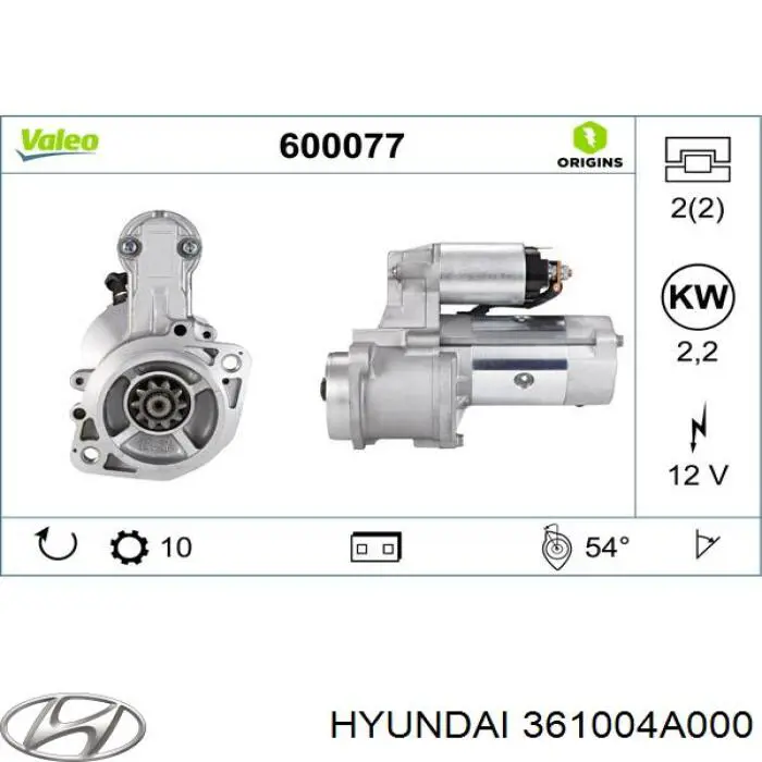 Burro de arranque  Hyundai/Kia 361004A000 precio, desde 149,59 EUR