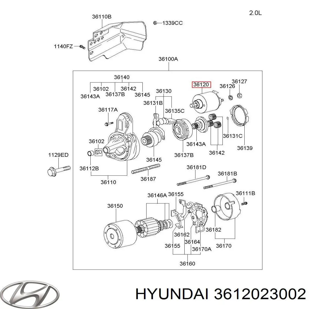 3612023002 Hyundai/Kia interruptor magnético, estárter