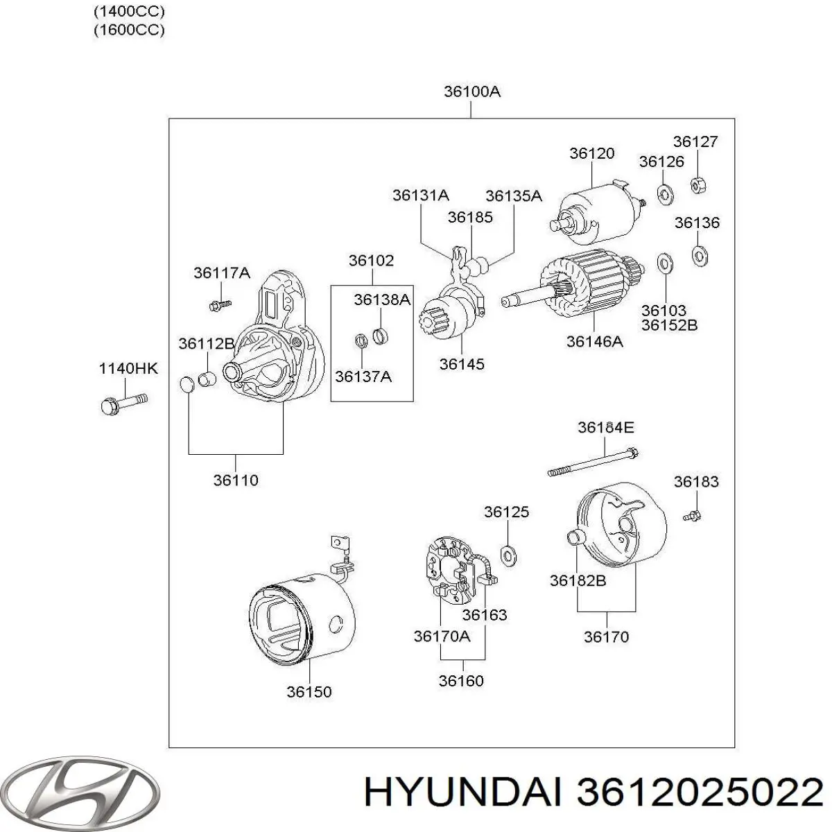 Solenoide de arranque 3612025022 Hyundai/Kia
