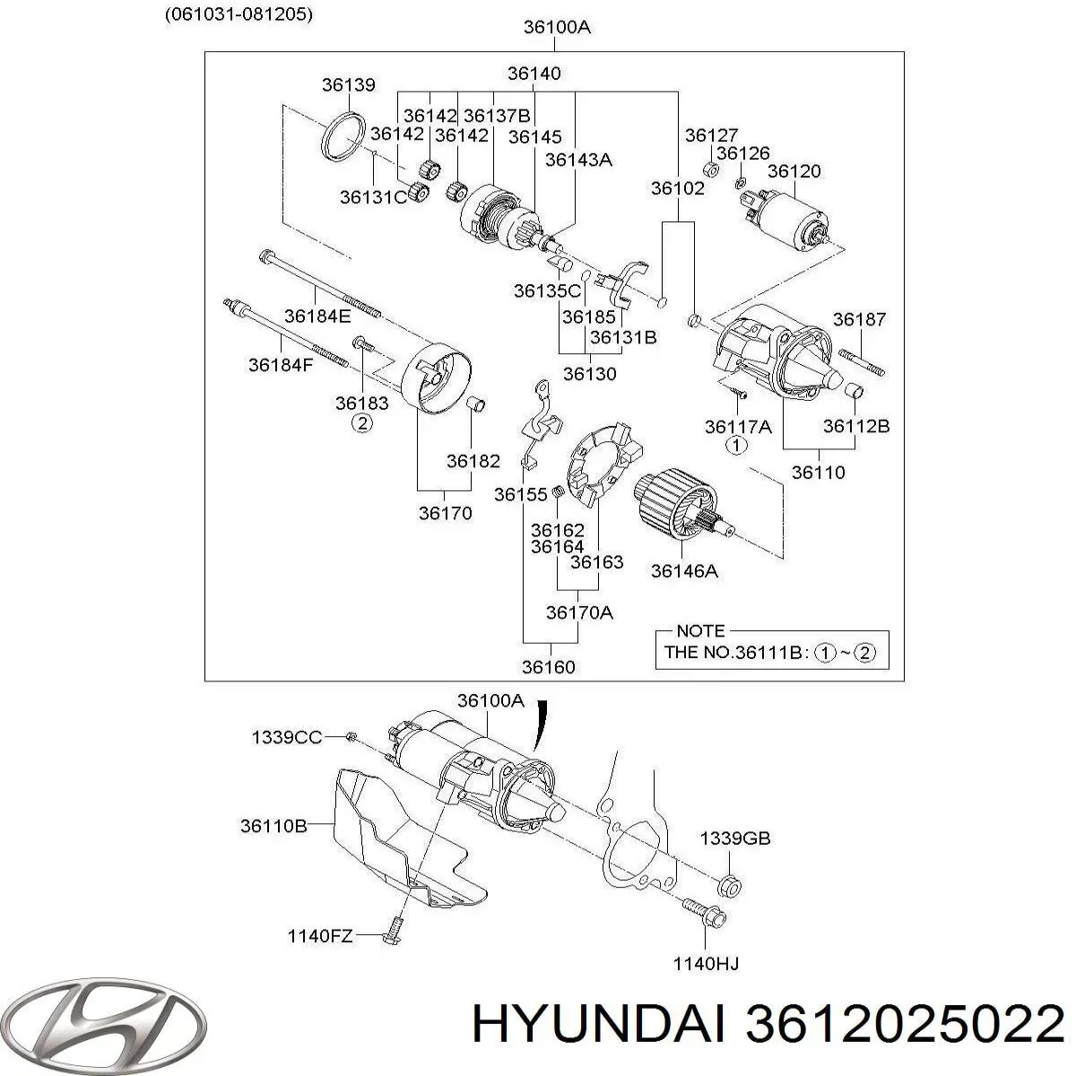 3612025022 Hyundai/Kia interruptor magnético, estárter