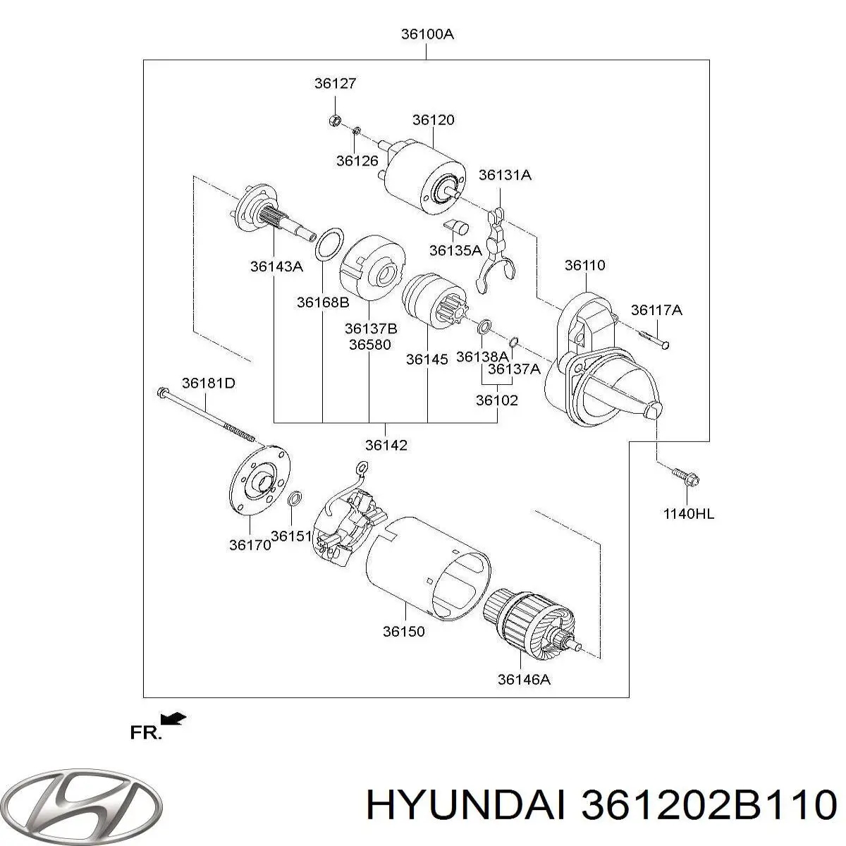 361202B110 Hyundai/Kia motor de arranque