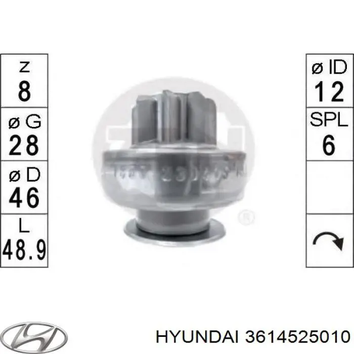 3614525010 Hyundai/Kia bendix, motor de arranque