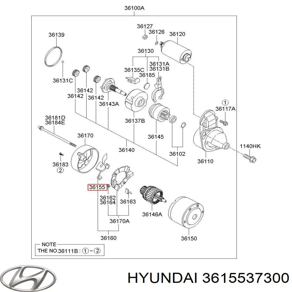 3615537300 Hyundai/Kia escobilla de carbón, arrancador