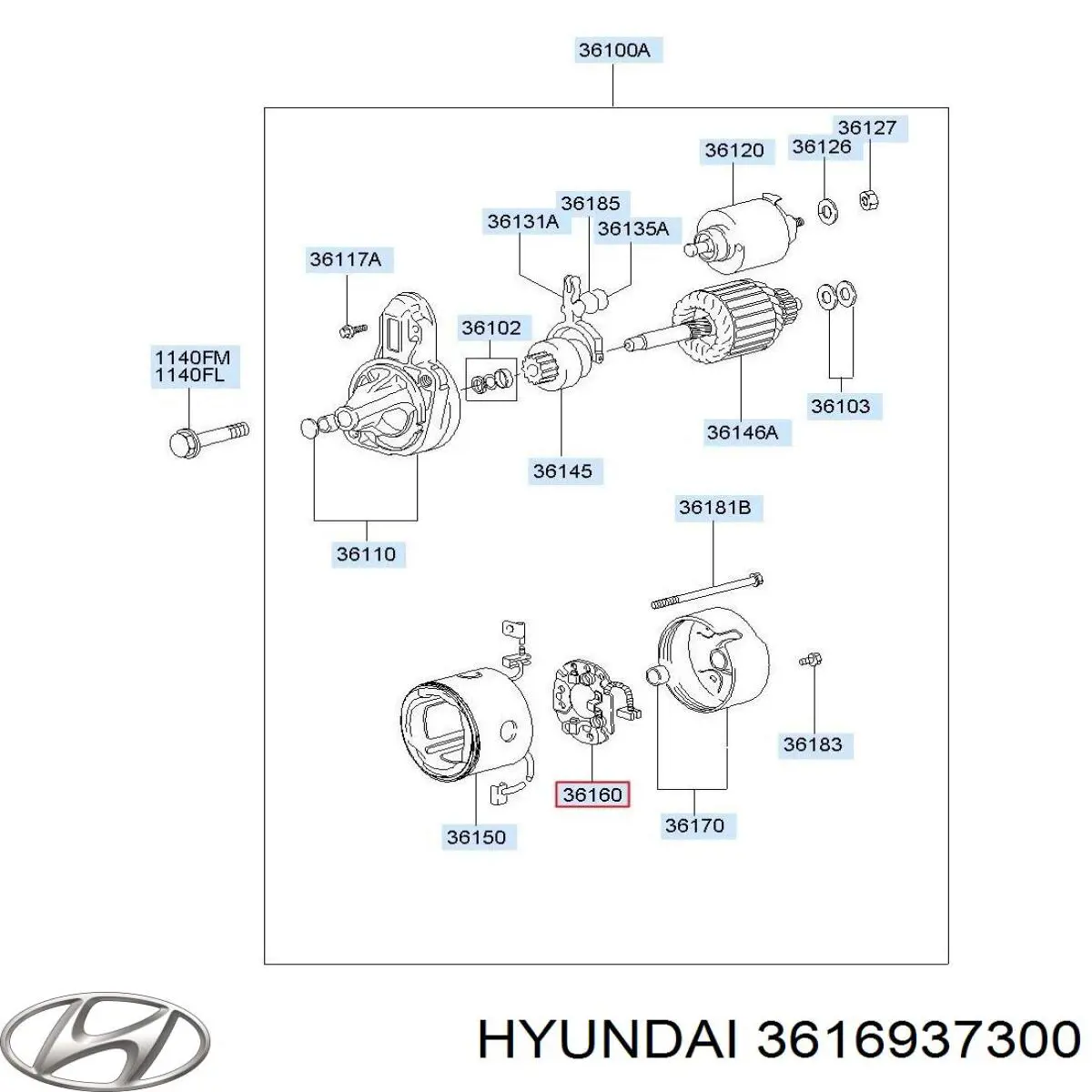 3616937111 Hyundai/Kia portaescobillas motor de arranque