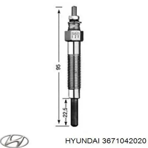 Bujía de precalentamiento 3671042020 Hyundai/Kia