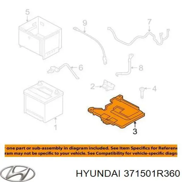 371501R360 Hyundai/Kia bandeja de la batería