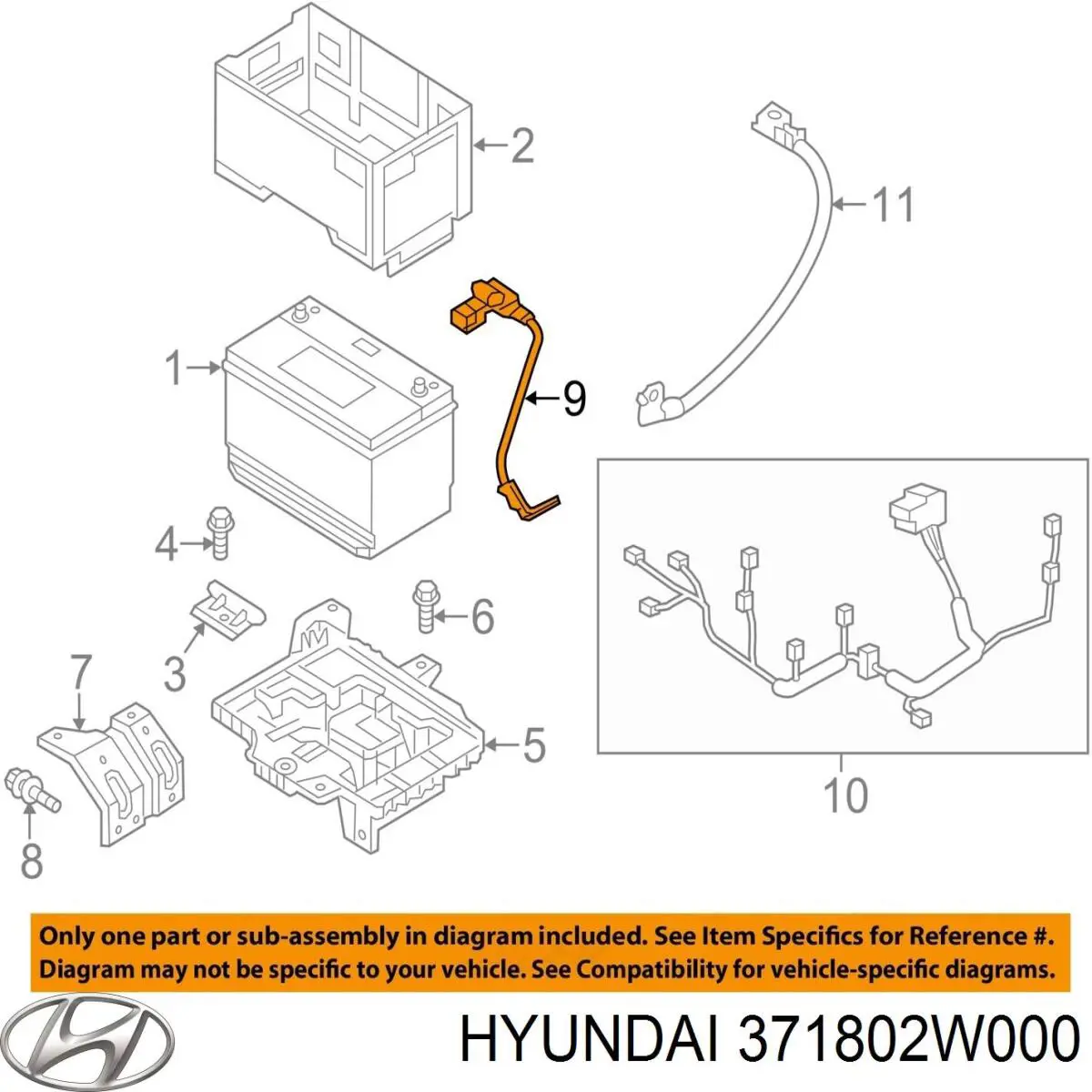 Comprar 371802W000 Hyundai/Kia Cable de masa de batería