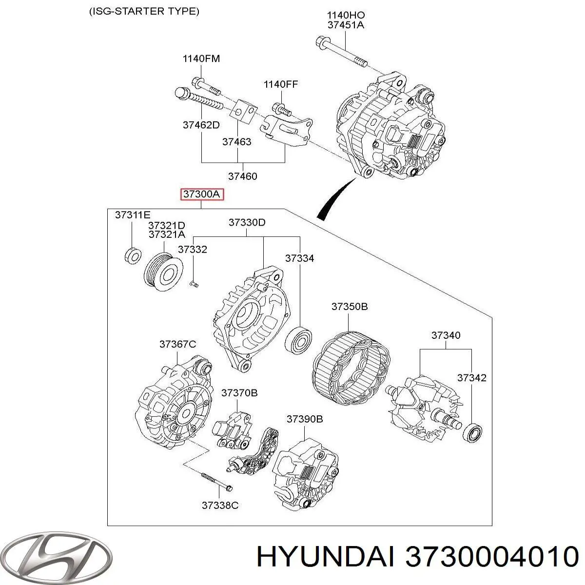 Alternador del motor Hyundai/Kia 3730004010 precio, desde 217,15 EUR
