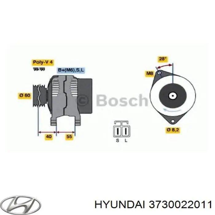 3730022011 Hyundai/Kia alternador