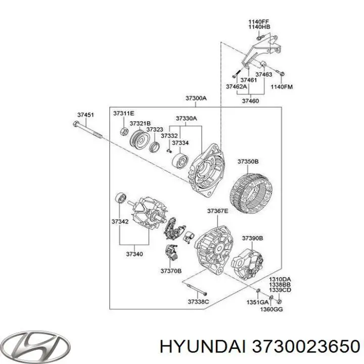 3730023650 Hyundai/Kia alternador