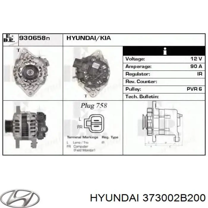 373002B200 Hyundai/Kia alternador