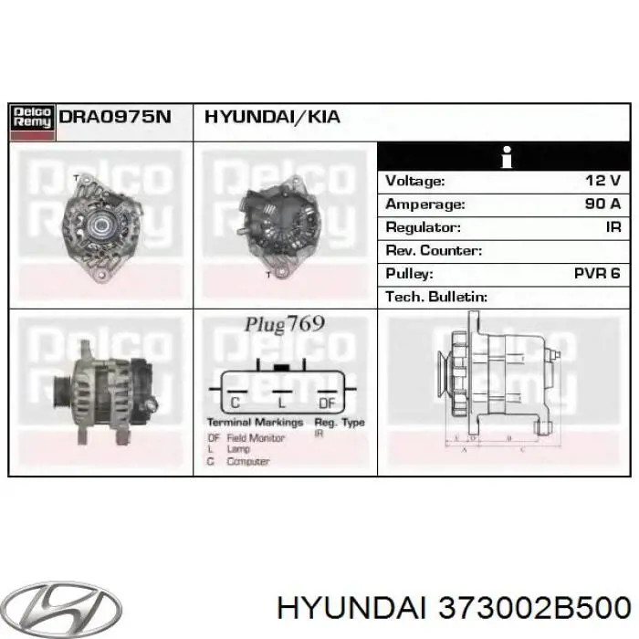 37300-2B500 Hyundai/Kia alternador