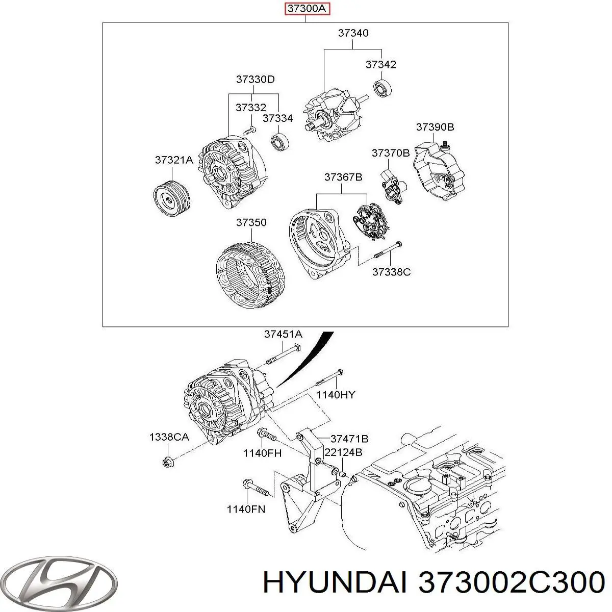 Alternador del motor Hyundai/Kia 373002C300 precio, desde 268,01 EUR