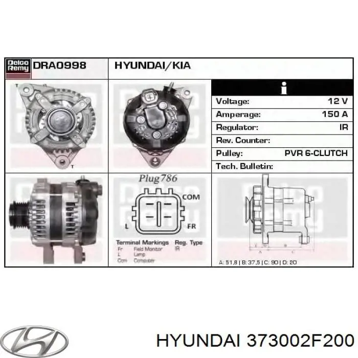 373002F200 Hyundai/Kia alternador