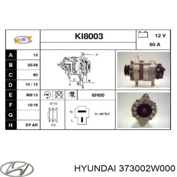 373002W000 Hyundai/Kia alternador