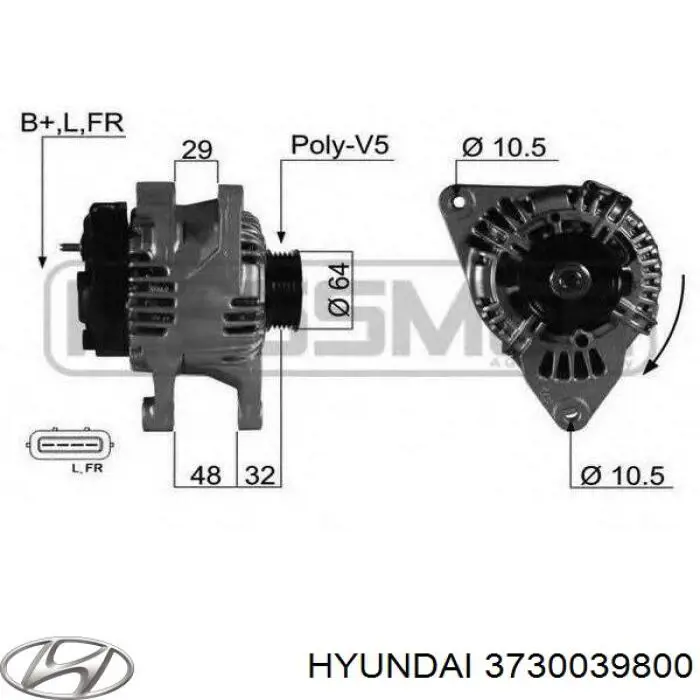 3730039800 Hyundai/Kia alternador