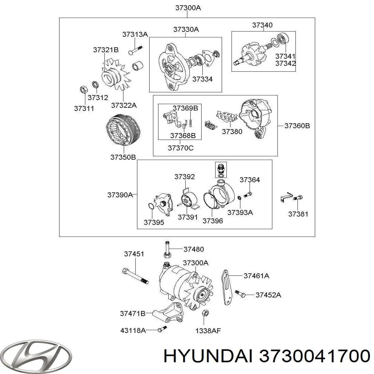 3730041700 Hyundai/Kia alternador