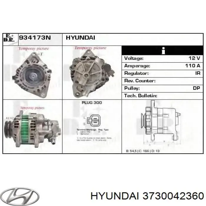 3730042360 Hyundai/Kia alternador