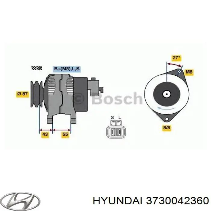 Alternador 3730042360 Hyundai/Kia