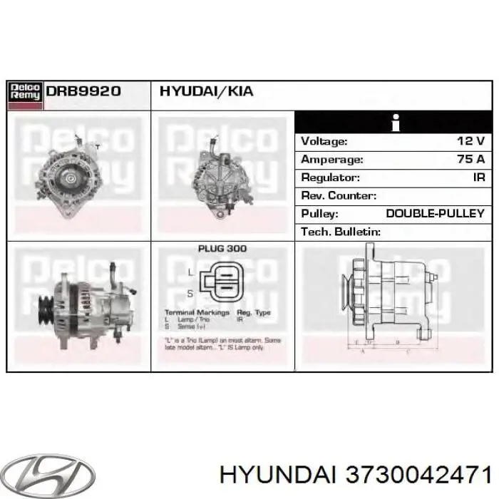 3730042471 Hyundai/Kia alternador