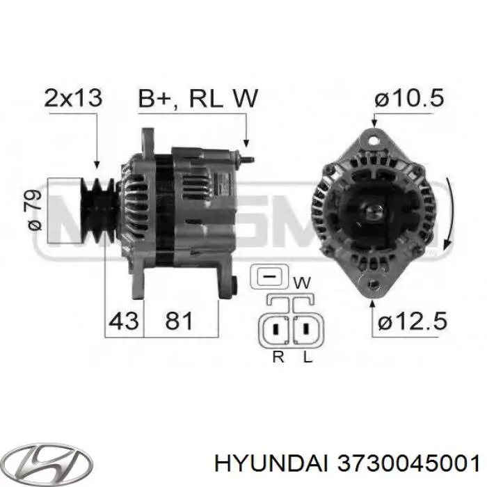 Alternador del motor Hyundai/Kia 3730045001 precio, desde 156,80 EUR
