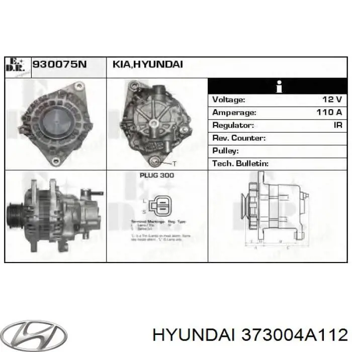 373004A112 Hyundai/Kia alternador
